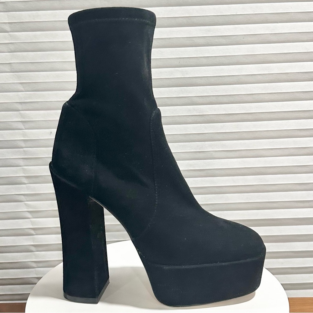 🌹STUART WEITZMAN🌹 Skyhigh Black Platform Booties In Black Size: 9 - Picture 4 of 14